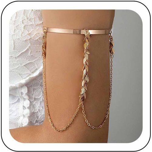 Eryi-Bracelet Manchette En Or À Feuilles Superposées Bangle Manchette Réglable Manchette Ouverte Vintage Multi Feuilles Brassard Brassard Africain Bijoux Pour Femmes