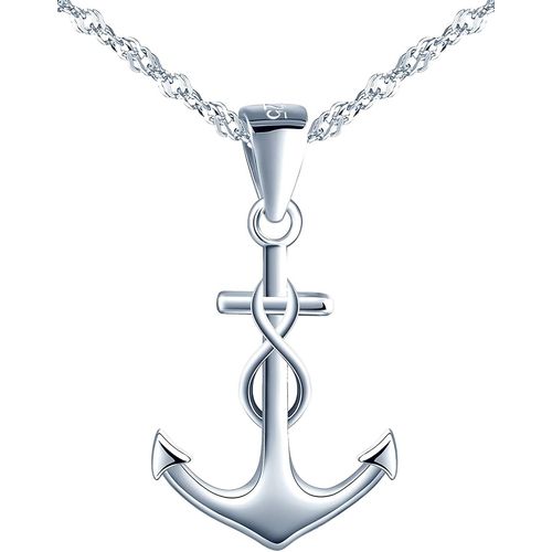 Eryi-Collier Bracelet Et Boucles D'oreilles Femme Fille, Ensembles De Bijoux Femme En Argent 925, Pendentif Bracelet Clou D'oreille Ancre, Avec Le Symbole De L'infini Mignon, Argent