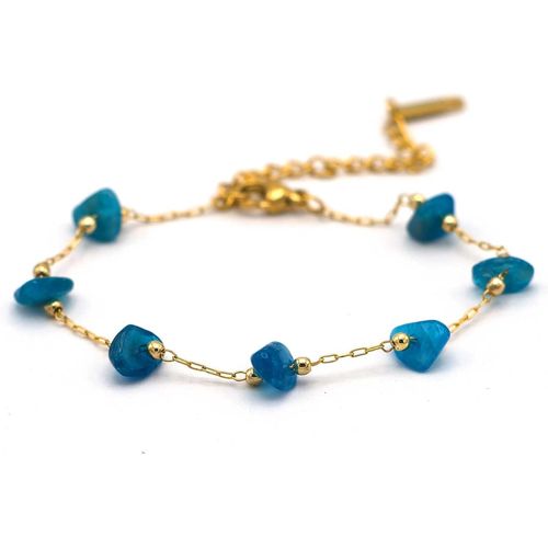Eryi-Bracelet En Acier Inoxydable Plaqué Or Avec Des Pierres Naturelles| Bijou Élégant| Fait Main En France | Lithothérapie | Bien Être