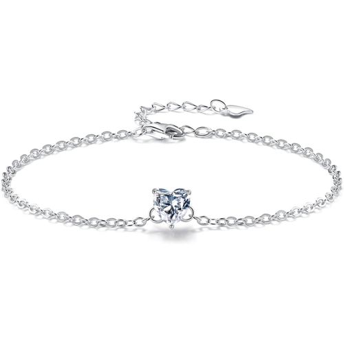 Eryi-Bracelet Femme C?ur En Argent Sterling 925, 21 Cm, Réglable