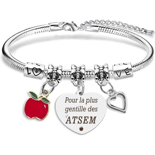 Eryi-Cadeau Maitresse D'école Fin D'année, Cadeau Merci Atsem Maitresse Maîtresse Enseignant Bracelet Anniversaire Noel Valentine Paques Gourmette Départ Retraite Remerciement Cadeaux Original Access