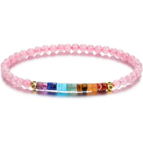 Eryi-Bracelet 7 Chakras Perles Pierre Naturelle Reglable Bracelet Pierre Précieuse Améthyste ?il De Tigre Obsidienne Quartz Rose Femme Fille Bijoux Cadeau Bonheur Anniversaire