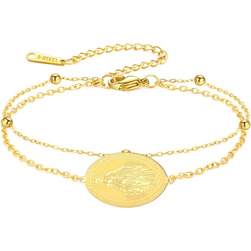 Eryi-Bracelet Chapelet Délicat De La Vierge Marie Bracelet Chaîne À Double Couche De Perles De La Mère Marie Bijoux De Protection De La Foi Religieuse Pour Femmes Et Hommes