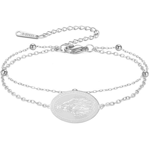 Eryi-Bracelet Chapelet Délicat De La Vierge Marie Bracelet Chaîne À Double Couche De Perles De La Mère Marie Bijoux De Protection De La Foi Religieuse Pour Femmes Et Hommes