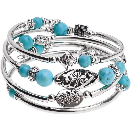 Eryi-Bracelets Bohèmes Superposés Bracelet Jonc Chakra Perlé Pierre Naturelle Bracelet En Argent Superposé Bijoux Fantaisie Cadeaux Pour Femmes Amis Dames
