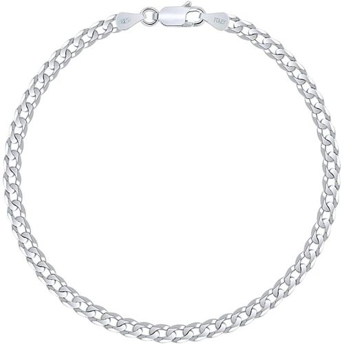 Eryi-- Bracelet Argent 925/1000 Rhodié Maille Gourmette Plate Diamantée Plate Diamantée 3.30 Mm