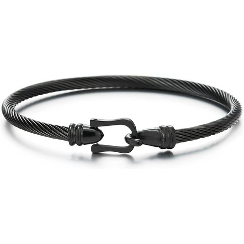 Eryi-Elégant Bracelet Câble Torsadé Acier Inoxydable - Bracelet Avec Crochet Fermoir Pour Femmes