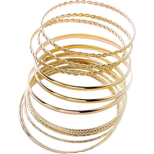 Eryi-12 Pièces Bracelet Femmemétal Bijoux Femme Multicouche Empilable Rétro Bracelet Bohême Jonc Bracelets Parure Bijoux Mariage Texture Simplepour Femmes Mariage Et Fête