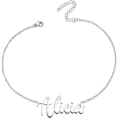 Eryi-Bracelet Pour Femme Avec Prénom En Acier Inoxydable - Pendentif Prénom Personnalisé Argenté Pour Femme - Cadeaux Personnalisés Pour Femme, Mère, Fille, Meilleure Amie