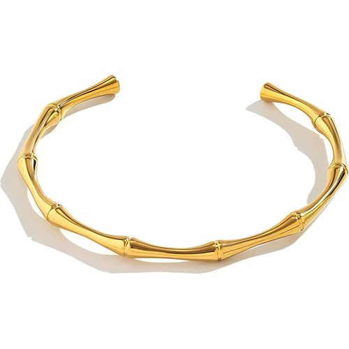 Eryi-Bracelet Femme Or Jonc - Bambou - Gourmette Maille Cubaine - Trombone Paperclip - Corde Torsadée Plaqué Or 14k - Bracelet Classique Fin Rond Ovale Acier Inoxydable Bijoux Cadeau