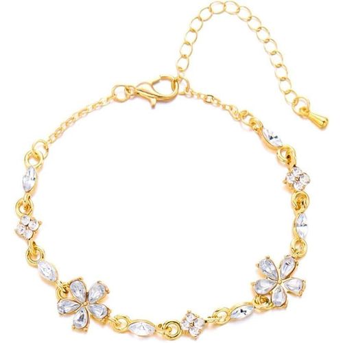 Eryi-Bracelet Femme Zircon Cristal Fleur Bracelet Ajustable Bijoux Accessoires Cadeau Pour Fille Meilleurs Amis Cadeau D'anniversaire De Noël