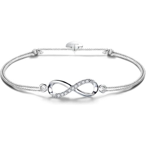 Eryi-Bracelets Femmes 925 Argent Sterling Scintillant Zircone Cubique Baiser Bracelet Accent Infinity Pour Toujours Bracelets Pour Femmes