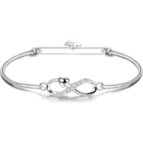 Eryi-Bracelets Femmes 925 Argent Sterling Scintillant Zircone Cubique Baiser Bracelet Accent Infinity Pour Toujours Bracelets Pour Femmes