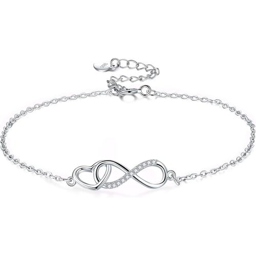 Eryi-Bracelets Femmes 925 Argent Sterling Scintillant Zircone Cubique Baiser Bracelet Accent Infinity Pour Toujours Bracelets Pour Femmes