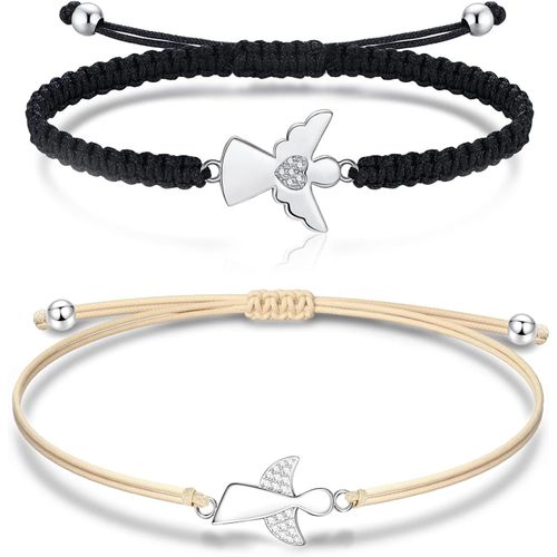Eryi-2 Pièces Ange Gardien Bracelet Bracelet D'ange Pour Femmes Filles Bracelet Femme Cordon Porte Bonheur Bracelet Réglable Bracelet Couple Cadeau D'anniversaire Pour Maman Femme