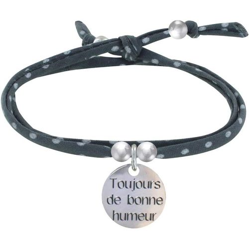 Eryi-- Bracelet Double Tour Lien Liberty Et Médaille Toujours De Bonne Humeur Argent 925