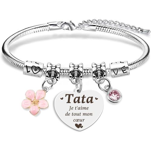 Eryi-Cadeau Tata, Bracelet Cadeaux Idee Fete Des Meres Anniversaire Noel Valentine Paques Gourmette Cadeau Pour Tata Tatie Tante Original Femme