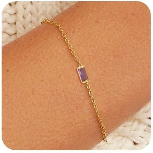 Eryi-Bracelets De Pierres De Naissance Pour Femmes Bracelet En Chaîne Ajustable Non Terni Bracelet À Pendentif En Plaqué Or 18k Avec Pierres De Naissance Cadeaux D'anniversaire