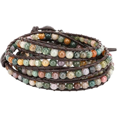 Eryi-Bracelet En Cuir Superposé Pour Femme, Bracelet Multicouche Style Bohémien Avec Perle De Diamant Pour Femmes Filles Dames