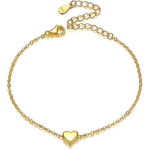Eryi-Bracelets Pour Femmes Argent 925 - Gourmette Femme Avec Charm Coeur/Lune/Étoile - Bijoux Bracelet Réglable 16+5 Cm - Cadeau Pour Femme Fille