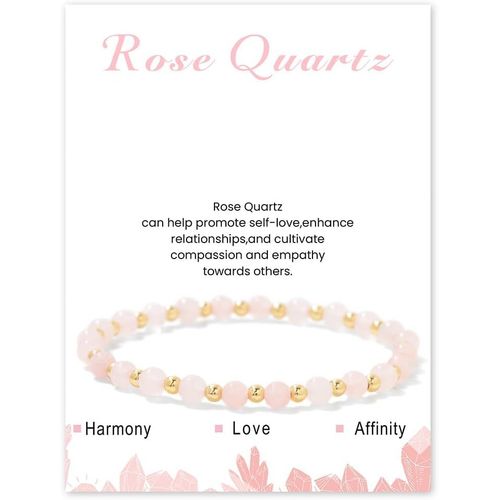 Eryi-Bracelet Pierre Naturelle Femme, Bracelets Perles Élastique De 4mm Bracelet Pierre Naturelle Avec Plaqués Or Perle Bracelet Pour Femme Filles Pour Anniversaire, Fête Des Mères