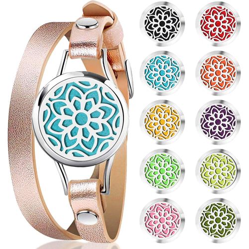 Eryi-Bracelets De Diffuseur D'huile Pour Femmes - Médaillon D'aromathérapie, 10 Tampons De Recharge, Cadeau De Bijoux Pour Mère Amie S?ur Enseignant