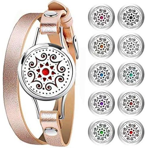Eryi-Bracelets De Diffuseur D'huile Pour Femmes - Médaillon D'aromathérapie, 10 Tampons De Recharge, Cadeau De Bijoux Pour Mère Amie S?ur Enseignant