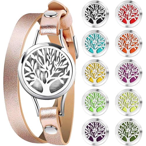 Eryi-Bracelets De Diffuseur D'huile Pour Femmes - Médaillon D'aromathérapie, 10 Tampons De Recharge, Cadeau De Bijoux Pour Mère Amie S?ur Enseignant