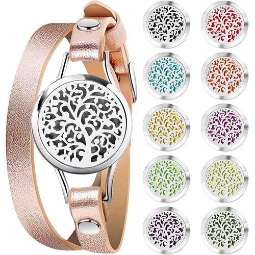 Eryi-Bracelets De Diffuseur D'huile Pour Femmes - Médaillon D'aromathérapie, 10 Tampons De Recharge, Cadeau De Bijoux Pour Mère Amie S?ur Enseignant