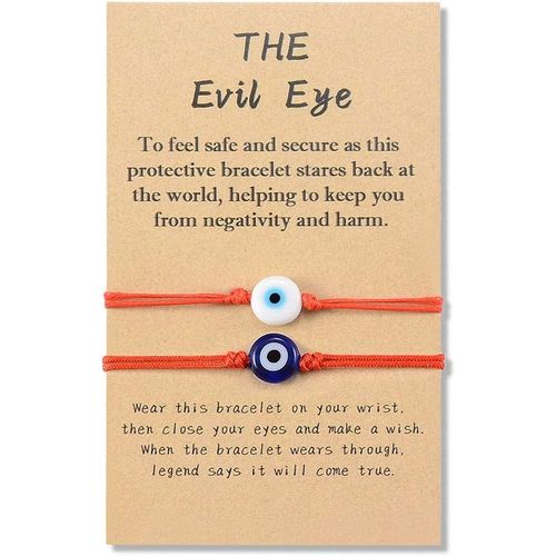 Eryi-2 Pcs Bracelet Mauvais Oeil De Bonne Chance Kabbalah Pour Femmes Hommes, Corde Rouge/Noir