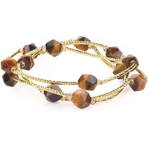 Eryi-Bracelet Enveloppant Fait Main En Cristal De Pierre Naturelle Colorée Et Coquille Pour Femme, Bracelet Extensible Perles En Pierres Précieuses Facettées Et Dorées À L'or 18k