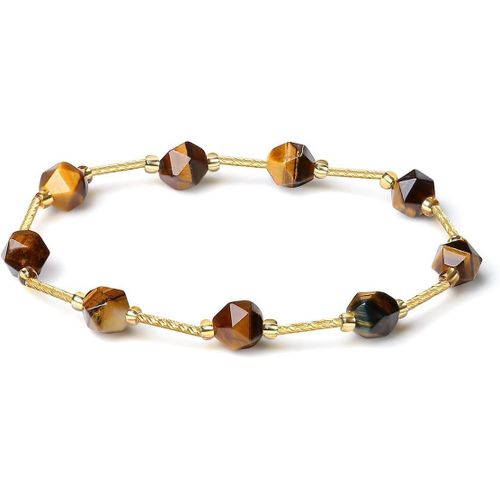 Eryi-Bracelet Enveloppant Fait Main En Cristal De Pierre Naturelle Colorée Et Coquille Pour Femme, Bracelet Extensible Perles En Pierres Précieuses Facettées Et Dorées À L'or 18k