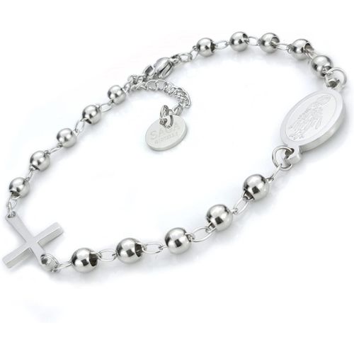 Eryi-Bracelet Chapelet Catholique Unisex, Bracelet Homme Acier Inoxydable Noeuds Tressés, Gourmette Homme Garcon