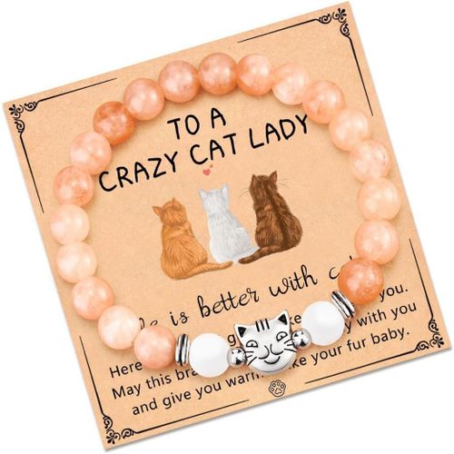 Eryi-Bracelet De Perles En Pierre Naturelle, Bracelet Pour Amoureux Des Animaux De Compagnie, Chat, Zèbre Rose, Porte-Bonheur, Bijoux Cadeau