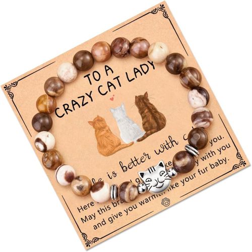 Eryi-Bracelet De Perles En Pierre Naturelle, Bracelet Pour Amoureux Des Animaux De Compagnie, Chat, Zèbre Rose, Porte-Bonheur, Bijoux Cadeau