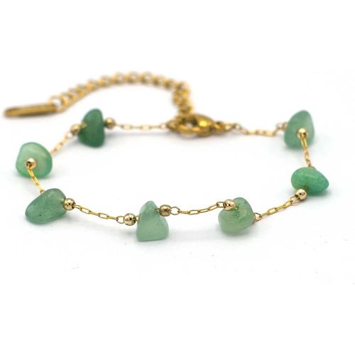 Eryi-Bracelet En Acier Inoxydable Plaqué Or Avec Des Pierres Naturelles| Bijou Élégant| Fait Main En France | Lithothérapie | Bien Être