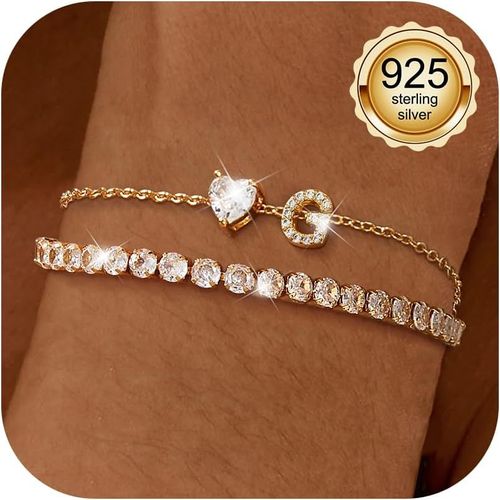 Eryi-Bracelet Personnalisé Femme Or Initiales Bracelets Cheville Argent Sterling 925 Bracelet Tennis Personnalisé Avec Pendentif Lettre Coeur Bracelet Superposé Cadeaux Pied Plage D'été Bijoux