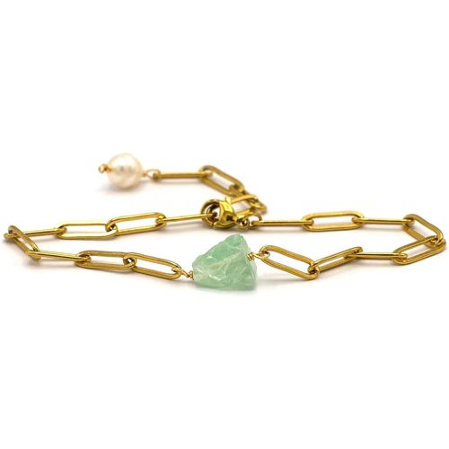 Eryi-Bracelet En Acier Inoxydable Plaqué Or Avec Des Pierres Naturelles| Bijou Élégant| Fait Main En France | Lithothérapie | Bien Être