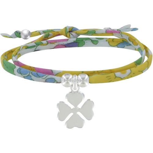 Eryi-- Bracelet Double Tour Lien Liberty Et Trèfle Argent 925 - Colors
