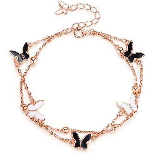 Eryi-Bracelet Femme Papillon 925 Plaqué Sliver Perles Taille Ajustable Bijoux Cadeau Graduation Anniversaire Maman Amis Filles Collègues S?urs Soirée Mère Épouse Petite Amie