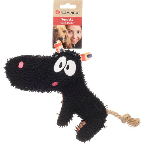 Eryi-Jouet Pour Chiens Saffia Hippopotame Noir - 28x6x20cm - Avec Corde Et Couinement - Résistant Et Amusant Pour Mastication Et Jeux Actifs