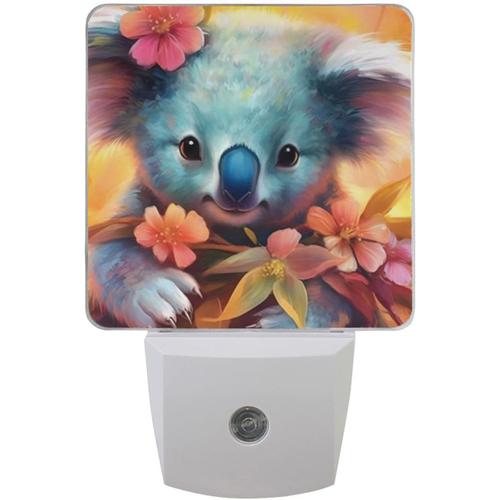 Veilleuse À Brancher Sur Le Mur, Magnifique Impression Koala, Capteur Automatique Du Crépuscule À L'aube, Lumière De Sommeil Led, Économe En Énergie