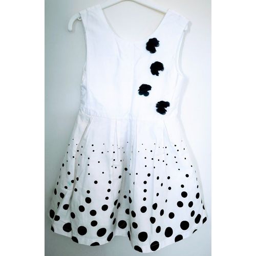 Robe Blanche À Pois Marines Vert Baudet - T8 Ans