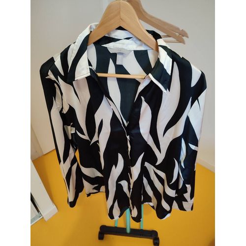 Chemise Satin Noir Et Blanc