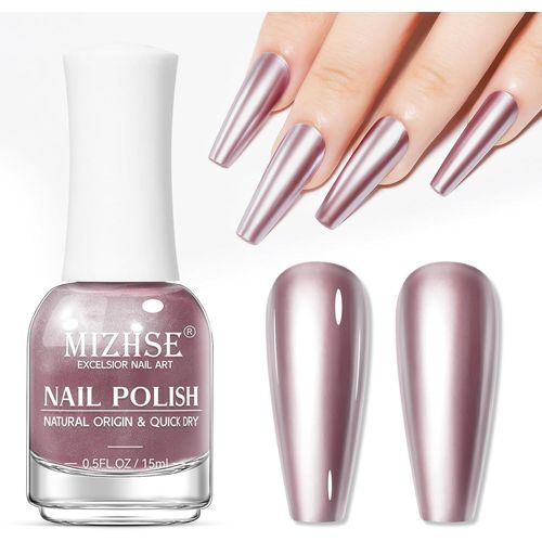Kal-Vernis À Ongles Effet Miroir Métallique, Longue Tenue, Effet Chrome Brillant Et Coloré, Sans Lampe Uv, Pour Salon De Manucure À Domicile, 15 Ml 