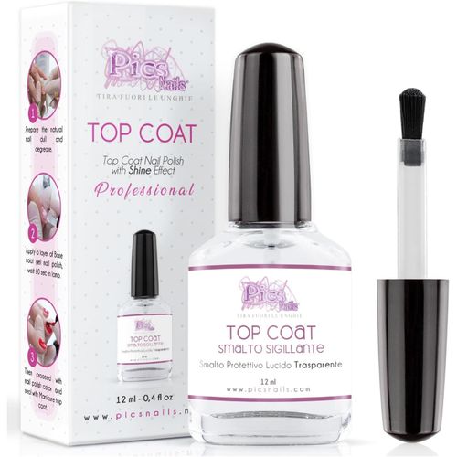 Kal-Top Coat Brillant Vernis À Ongles 12 Ml -Séchage Rapide, Brillant, Vernis Transparent Pour Longue Tenue De La Manucure Et Pédicure, Sans Lampe Uv, Manucurist Top Coat 