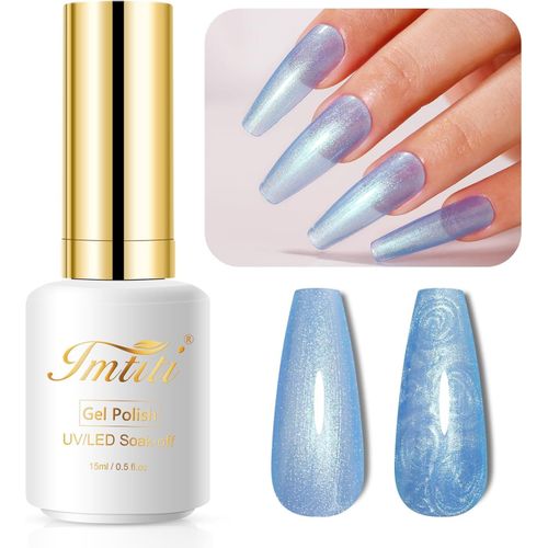 Kal-Pearl -Vernis À Ongles Uv -15 Ml -Bleu Ciel -Brillance Nacrée -Brillance Irisée -Printemps Été -Séchage Sous Lampe Uv Led 