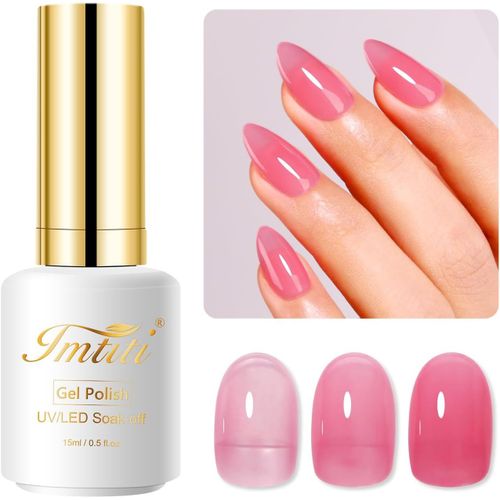Kal-Rose Vernis Semi Permanent, 15ml French Semi Permanent Rose Nude Naturel Transparent Cristal Gel Nail Polish Soak Off Uv Led Vernis À Ongles Gels Semi Permanents Gelée Cristal Manucure 