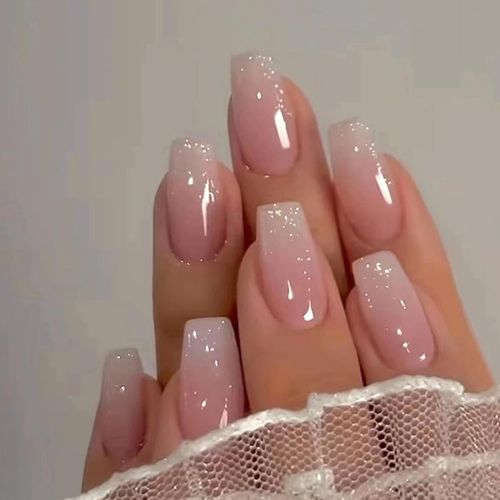 Kal-24 Pièces Faux Ongles Et Accessoires,Ongles Carrés Courts,Ongles En Acrylique Roses, Capsule Ongle Complets,Ongles À Coller Pour Femmes,Ballerine,Filles, Nail Art, Manucure 