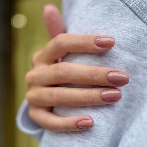 Kal-24 Pièces Faux Ongles Court Carré Français Couleur Pure Press On Nails Naturel Ongles Artificiels Couverture Complète Acrylique Faux Ongles À Coller Nail Art Pour Femmes Et Filles - Rose Nude 